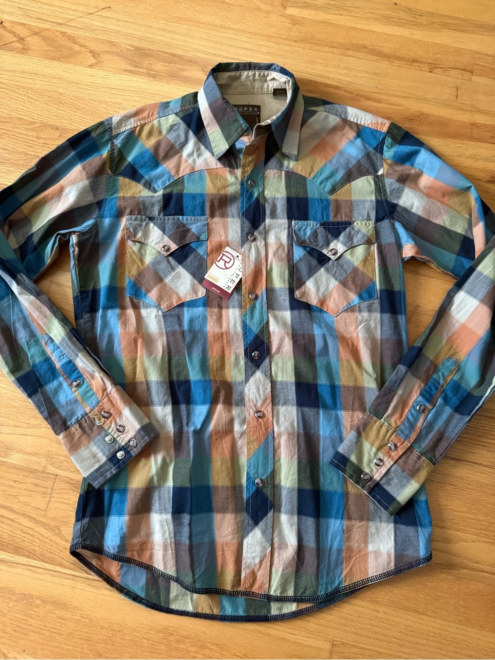 Men's Roper Plaid Long-Sleeve Button-Up Shirt size small